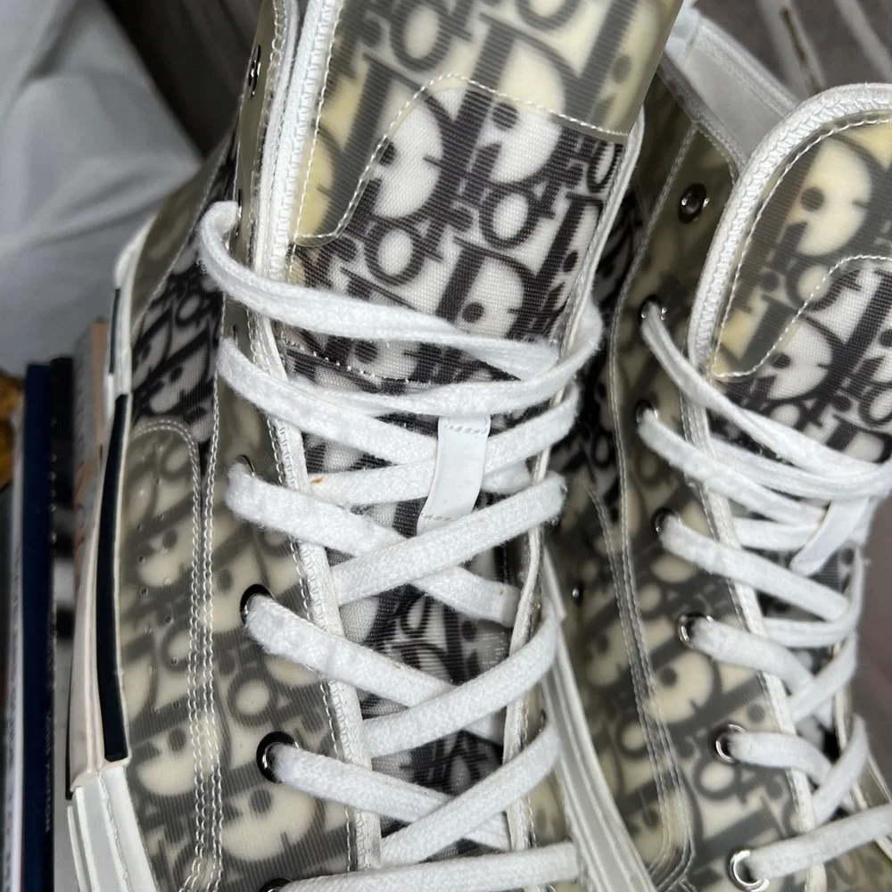 Dior Monogram High-Top Sneakers in Gray and White - Picture 5 of 11